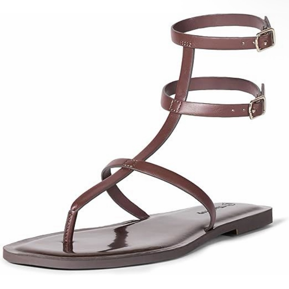 The Drop Brown Strappy Ankle Wrap Women's Sandals